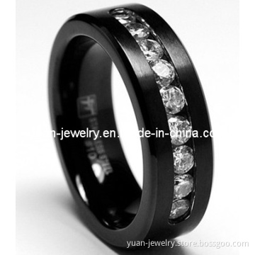 Stainless Steel 9 Large Cubic Zirconia Comfort Fit Band